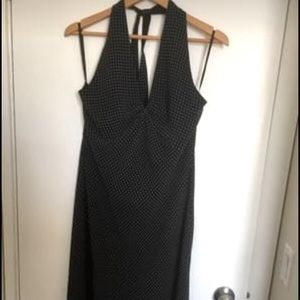 Black w/White Polka Dot Halter Dress Sz 13